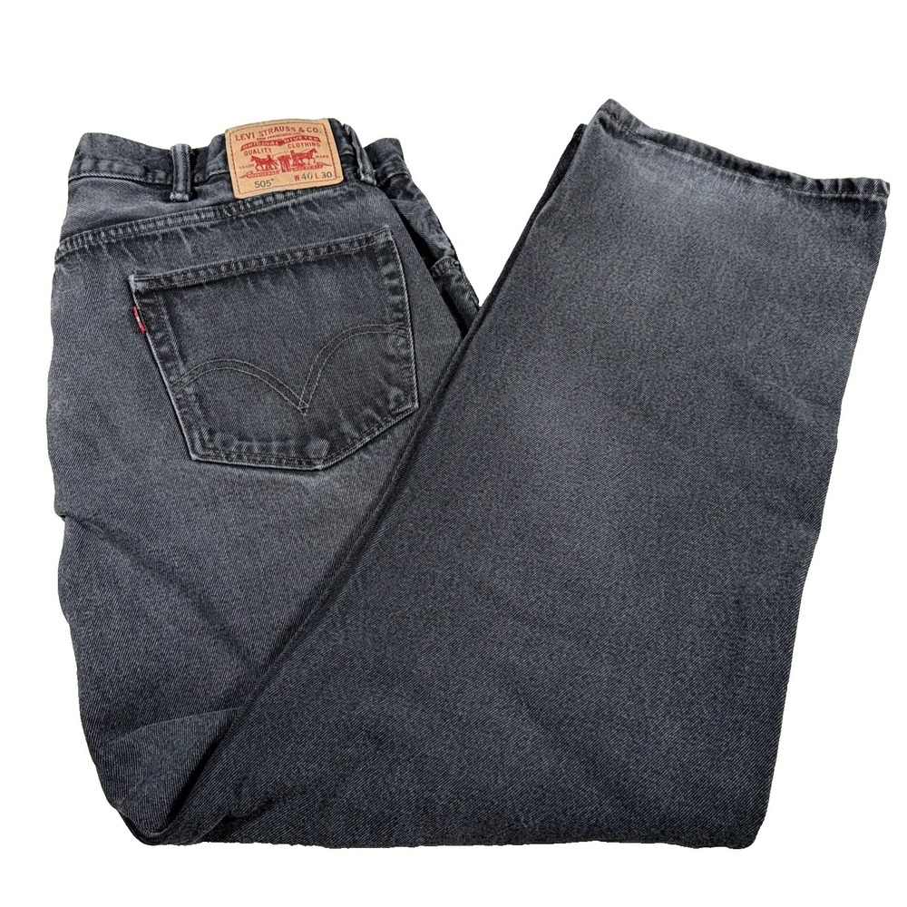 Levis Mens 505 Straight Fit Charcoal Gray Jeans 40 X 30 (FITS 39 X 30) Cotton